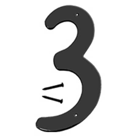 Hy-Ko 4 In Satin Black Finish Number 3, 5PK A31303